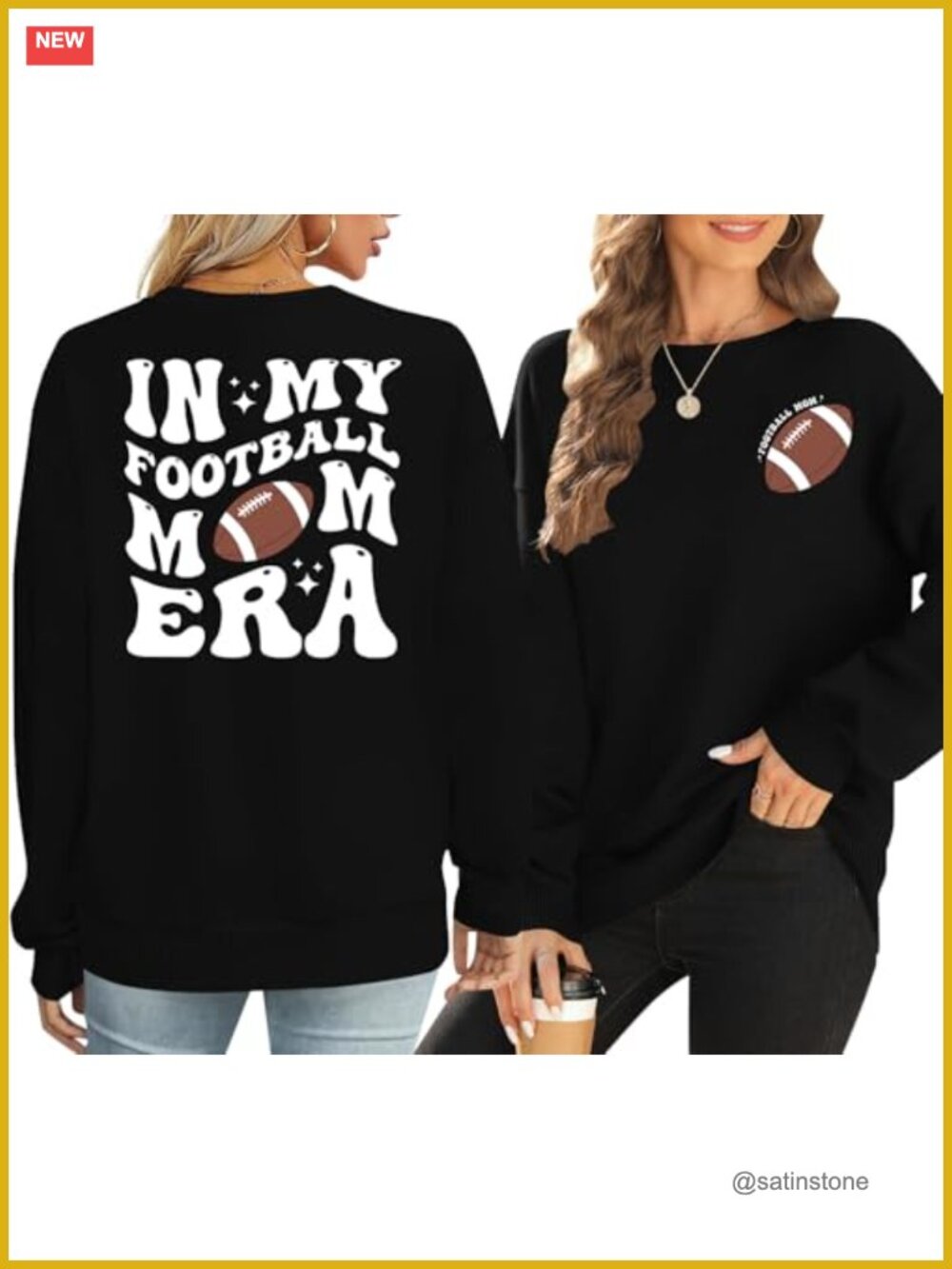 Football Mom Sweatshirt, Funny Game Day Gift, Long Sleeve Crew Neck Pullover